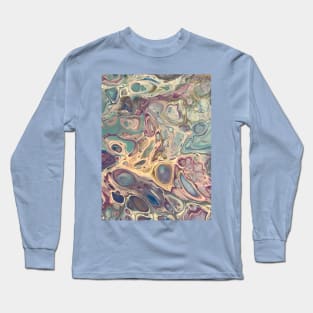 Acrylic pour Blue purple Torquoise Long Sleeve T-Shirt